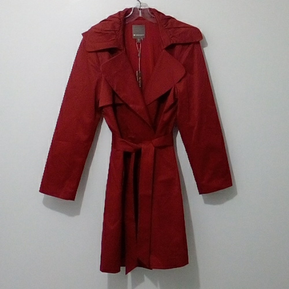 Spanner red midi trench coat